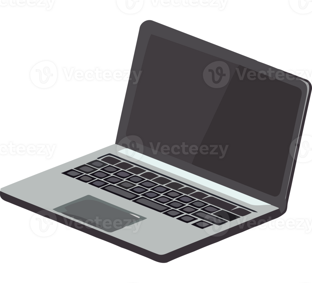 An open laptop computer on a transparent background png