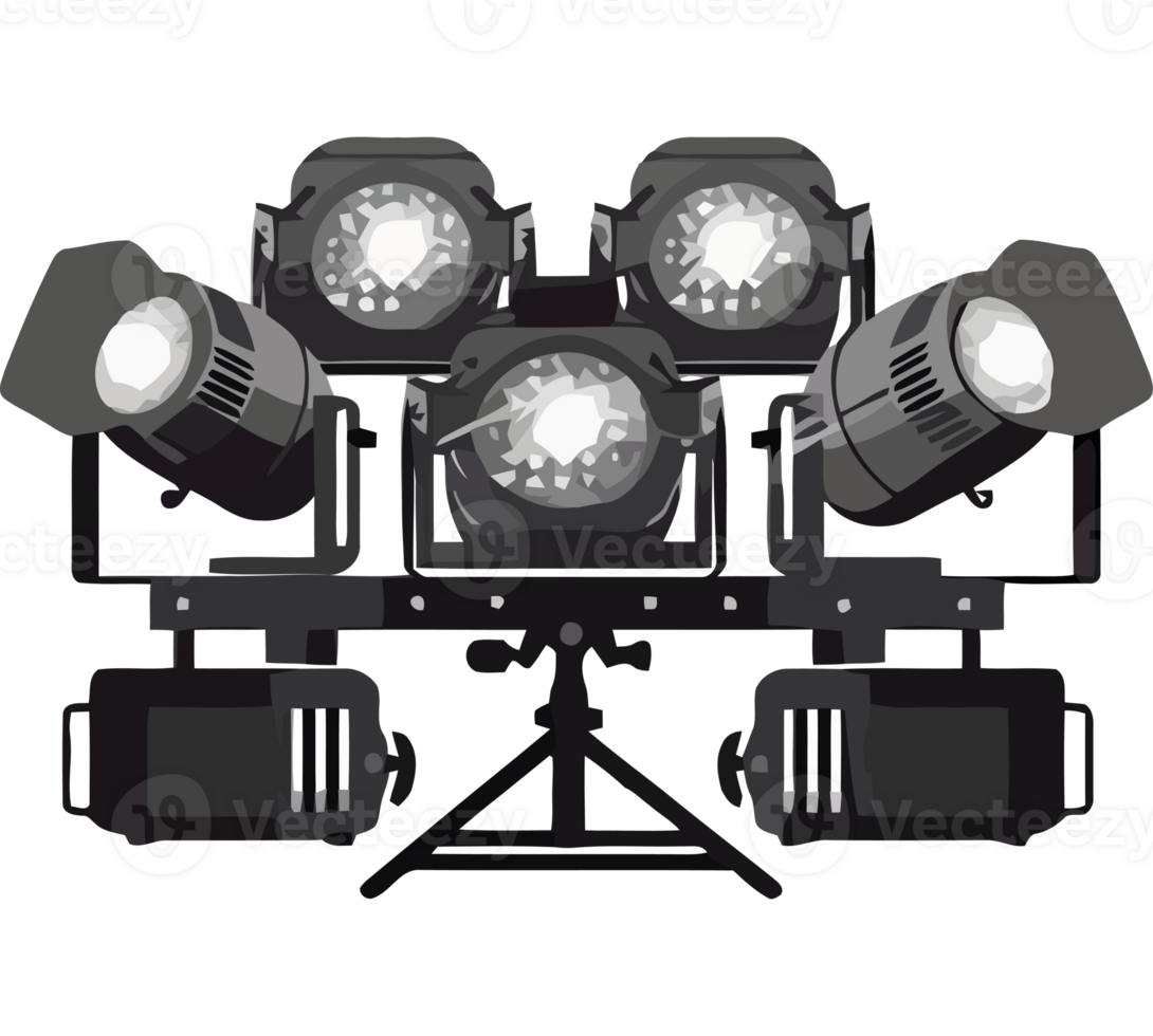 A group of three spotlights on a transparent background png