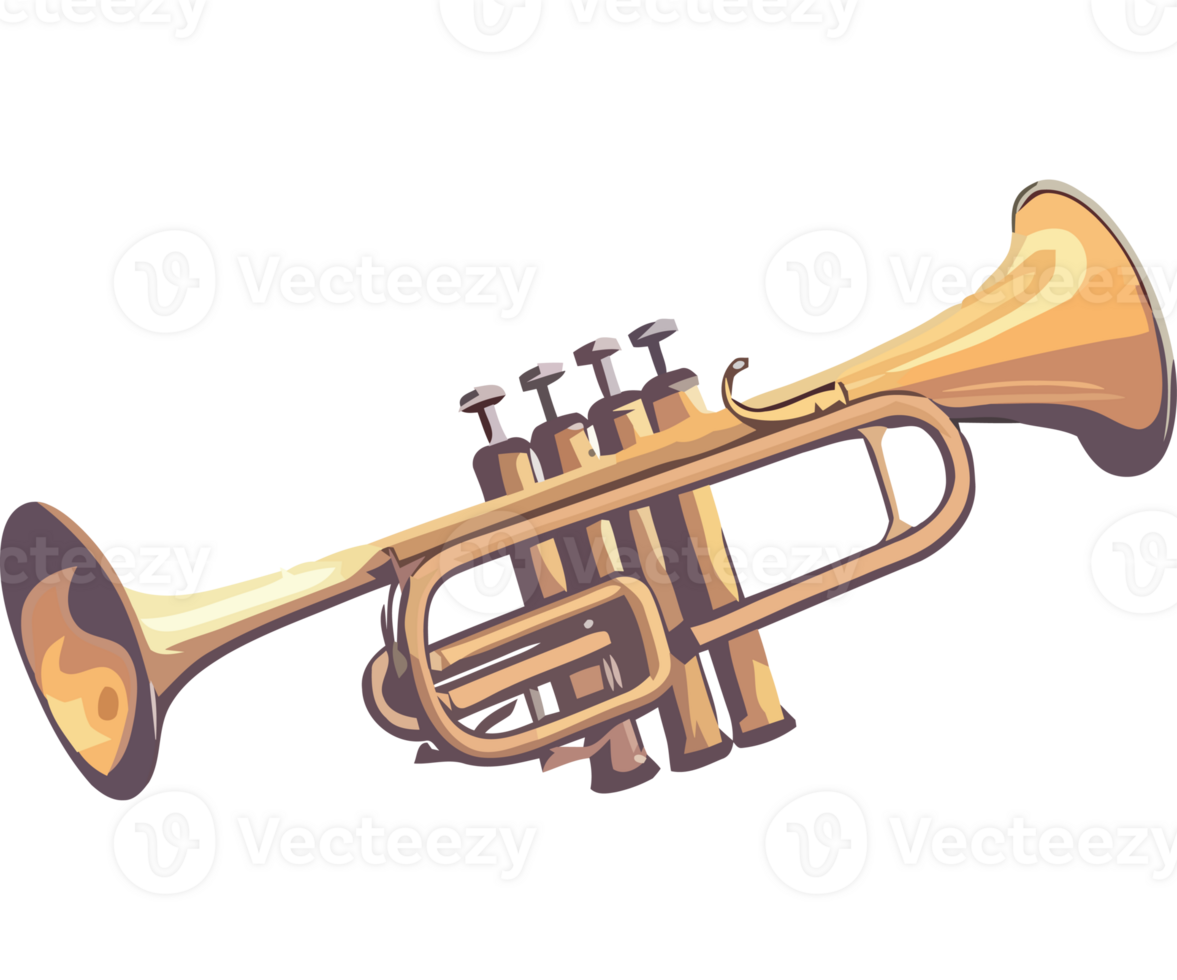 A cartoon trumpet on a transparency background png