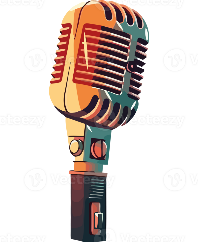 An illustration of a microphone on a transparent background png