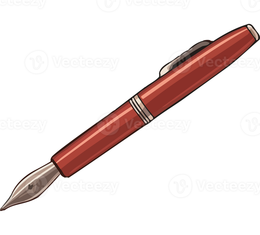 A red fountain pen on a transparency background png