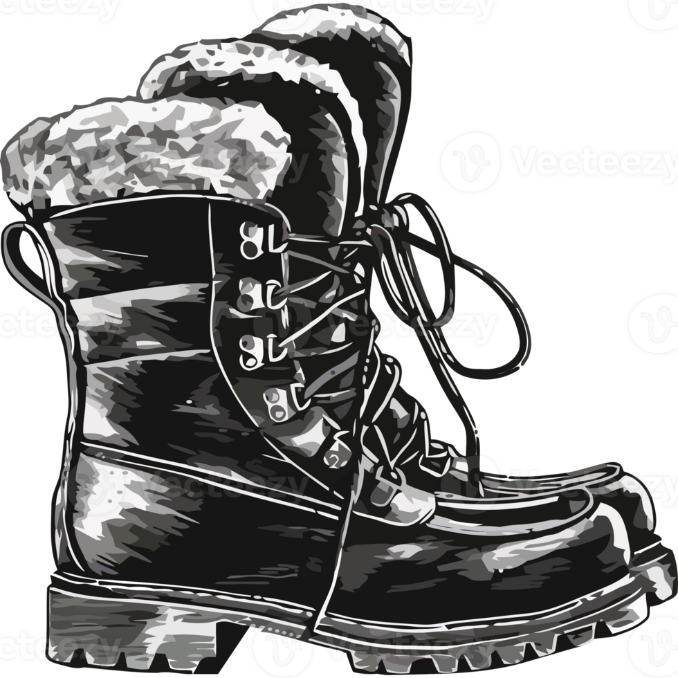 Winter boots with fur on a transparency background png