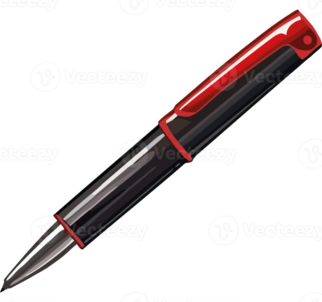 A red and black pen on a transparent background png
