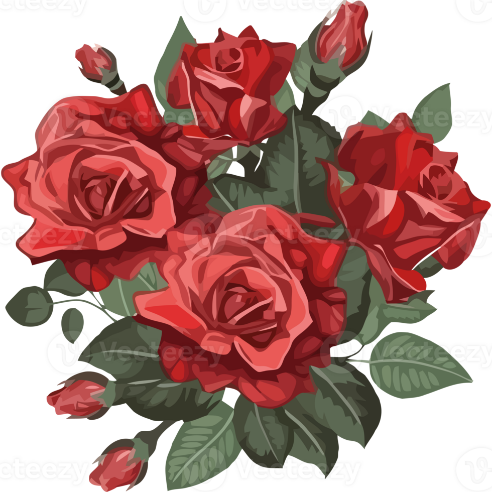 Red roses icon on a transparency background png
