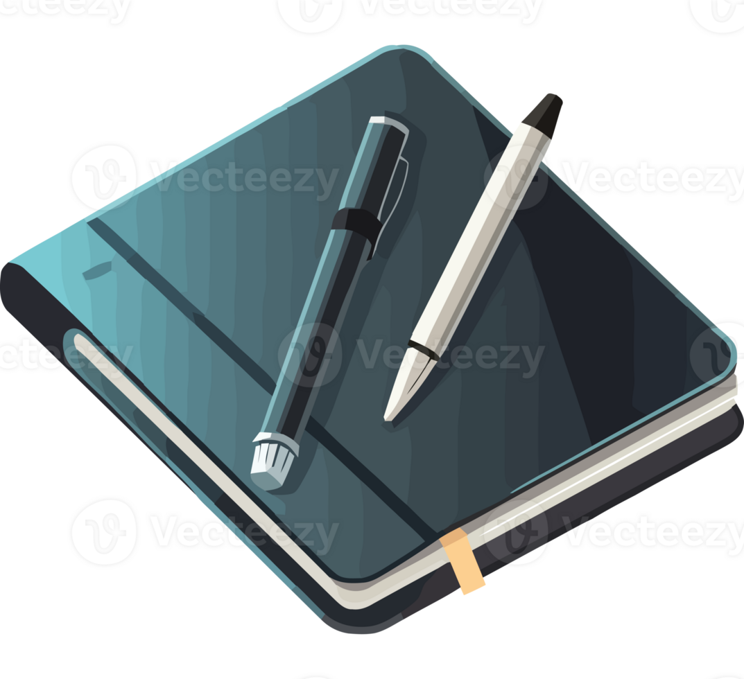 A pen sitting notebook on a transparency background png