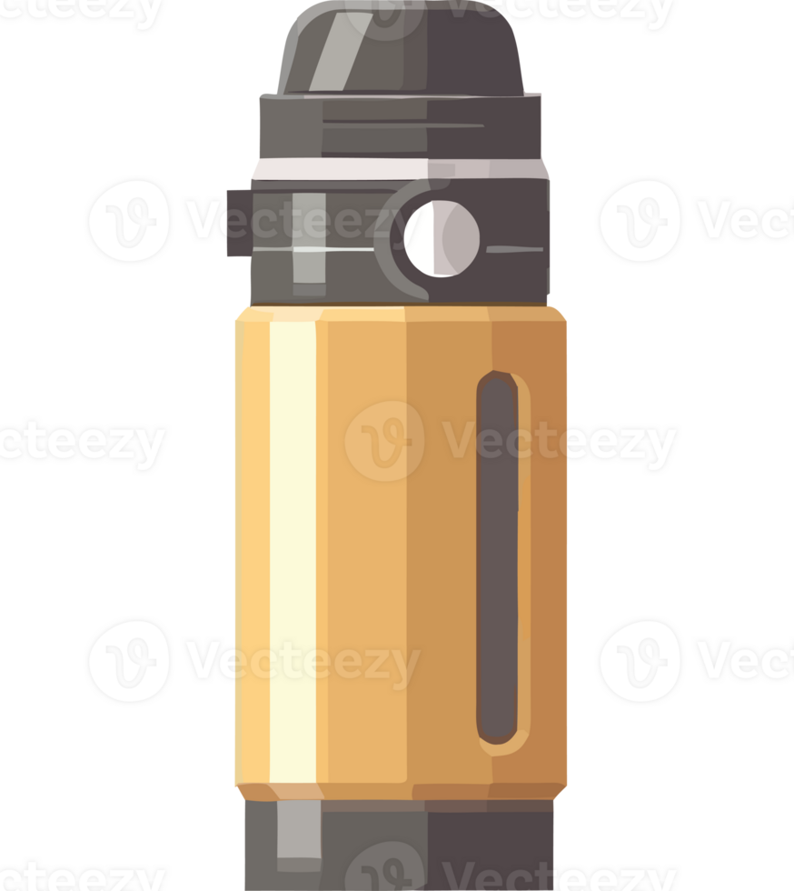A orange water bottle on a transparent png