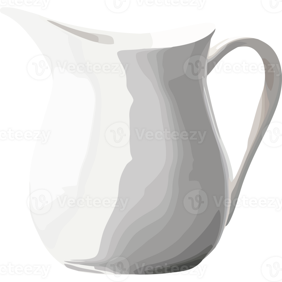 A white pitcher is shown on a transparent background png