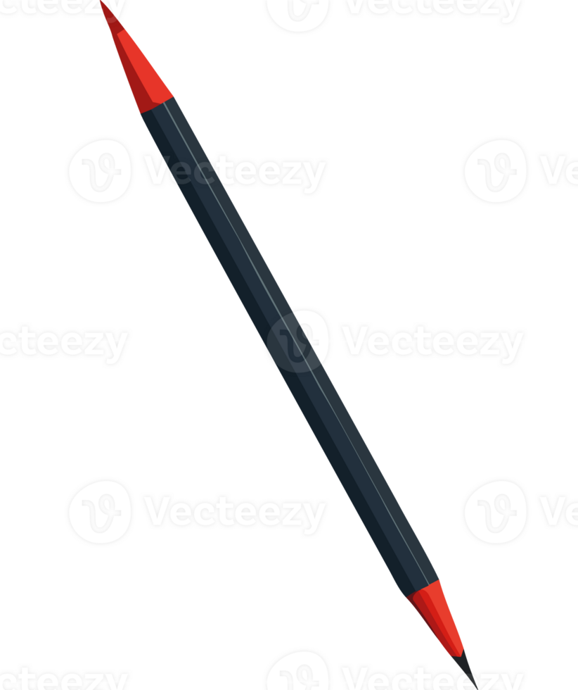 A black and red pencil with a red tip png