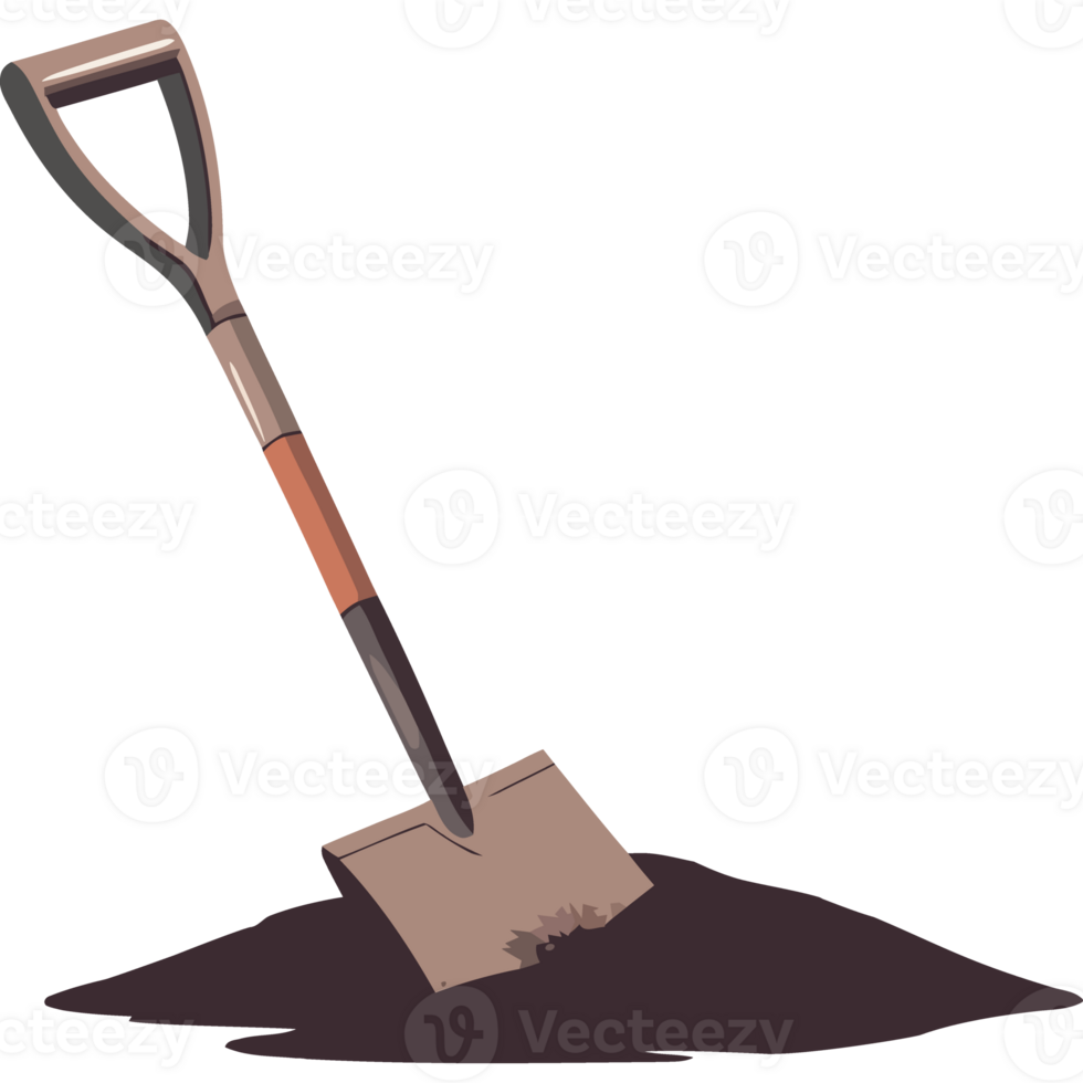 A shovel is digging into the ground png