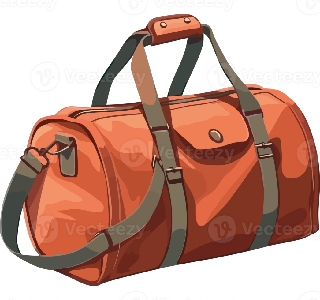 An orange duffel bag on a transparency background png