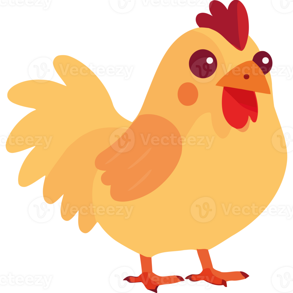 A cartoon yellow chicken standing on a transparent background png