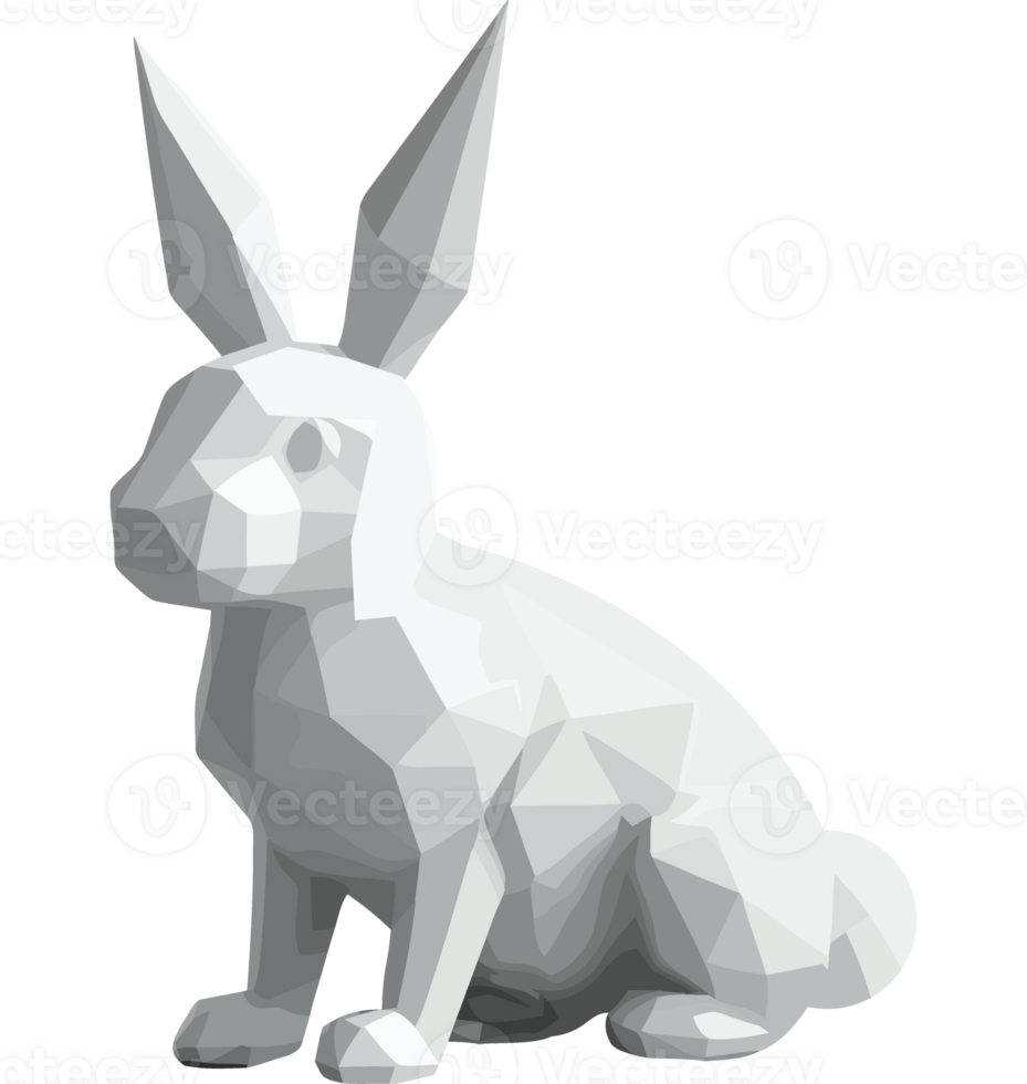 A white rabbit is sitting on a transparent background png