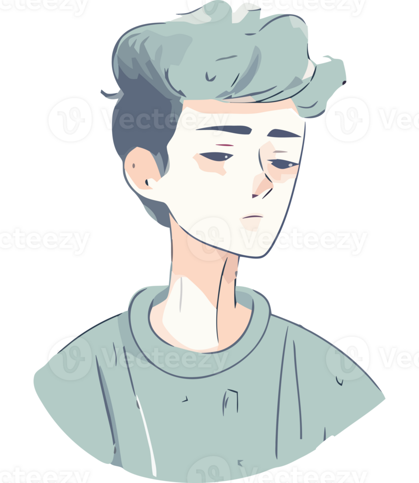 An illustration of a boy with blue hair png