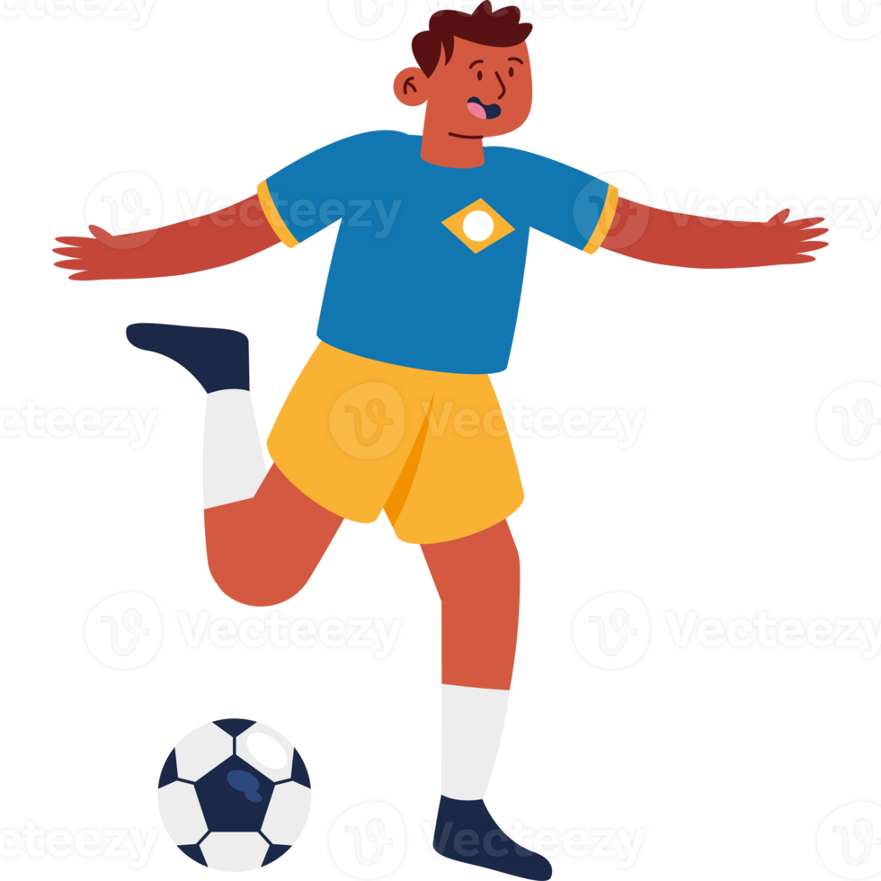 A cartoon soccer player is kicking the ball png