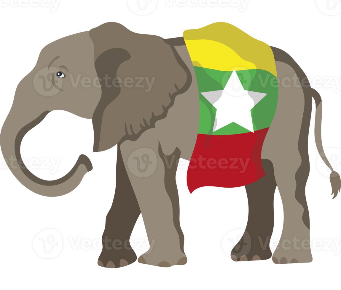 Myanmar flag elephant clipart png