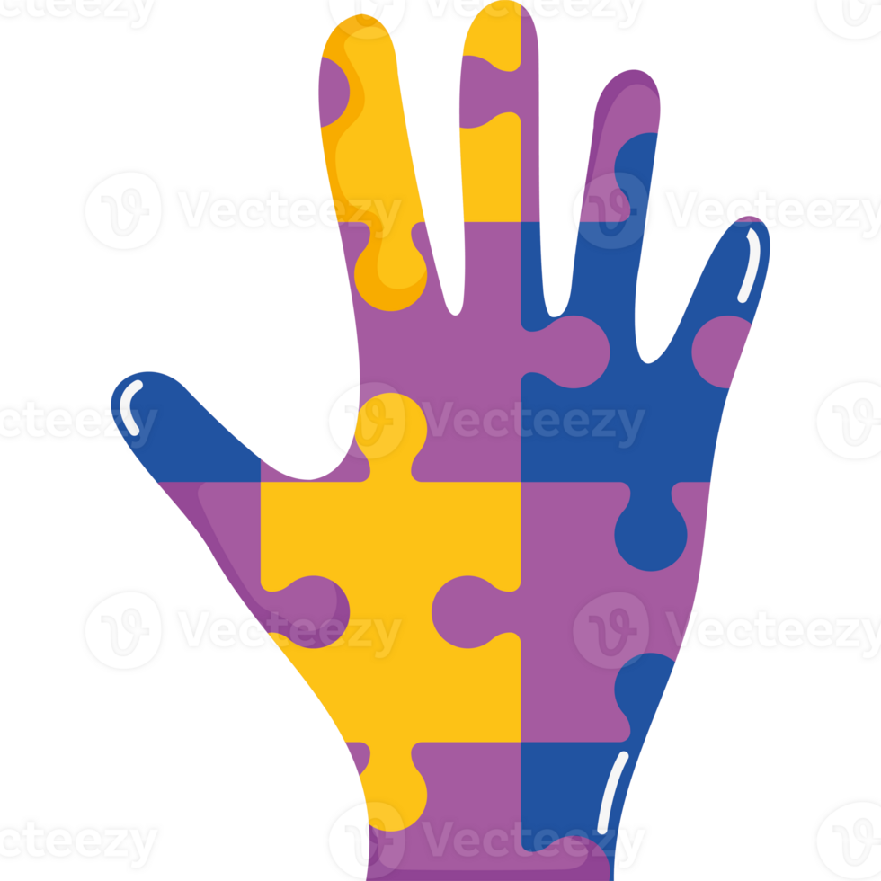 A hand with a puzzle piece on it png