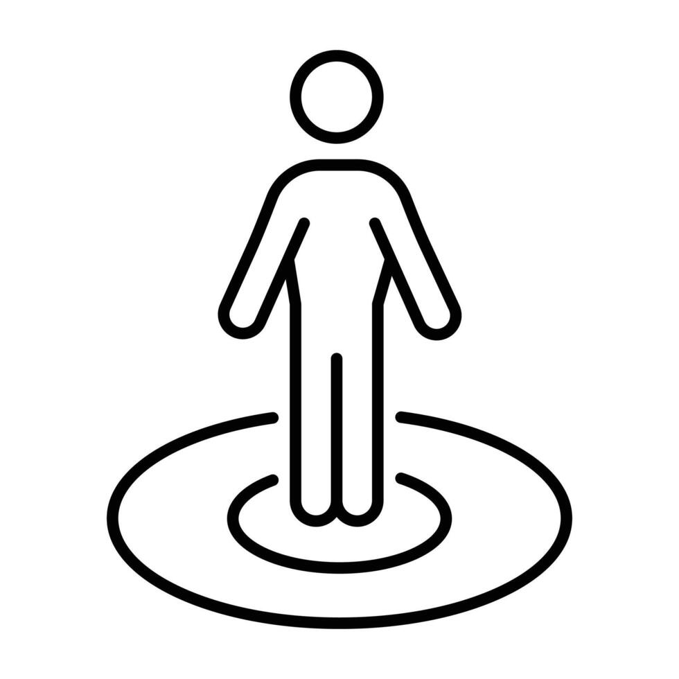 Person location street view on map flat , black thin line Map marker with a silhouette of a person icon, GPS location symbol. isolated on white background. vector