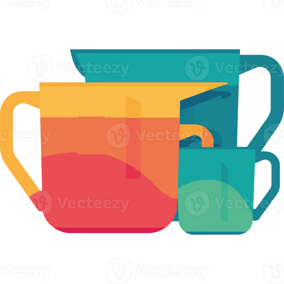 A colorful set of measuring cups and spoons png
