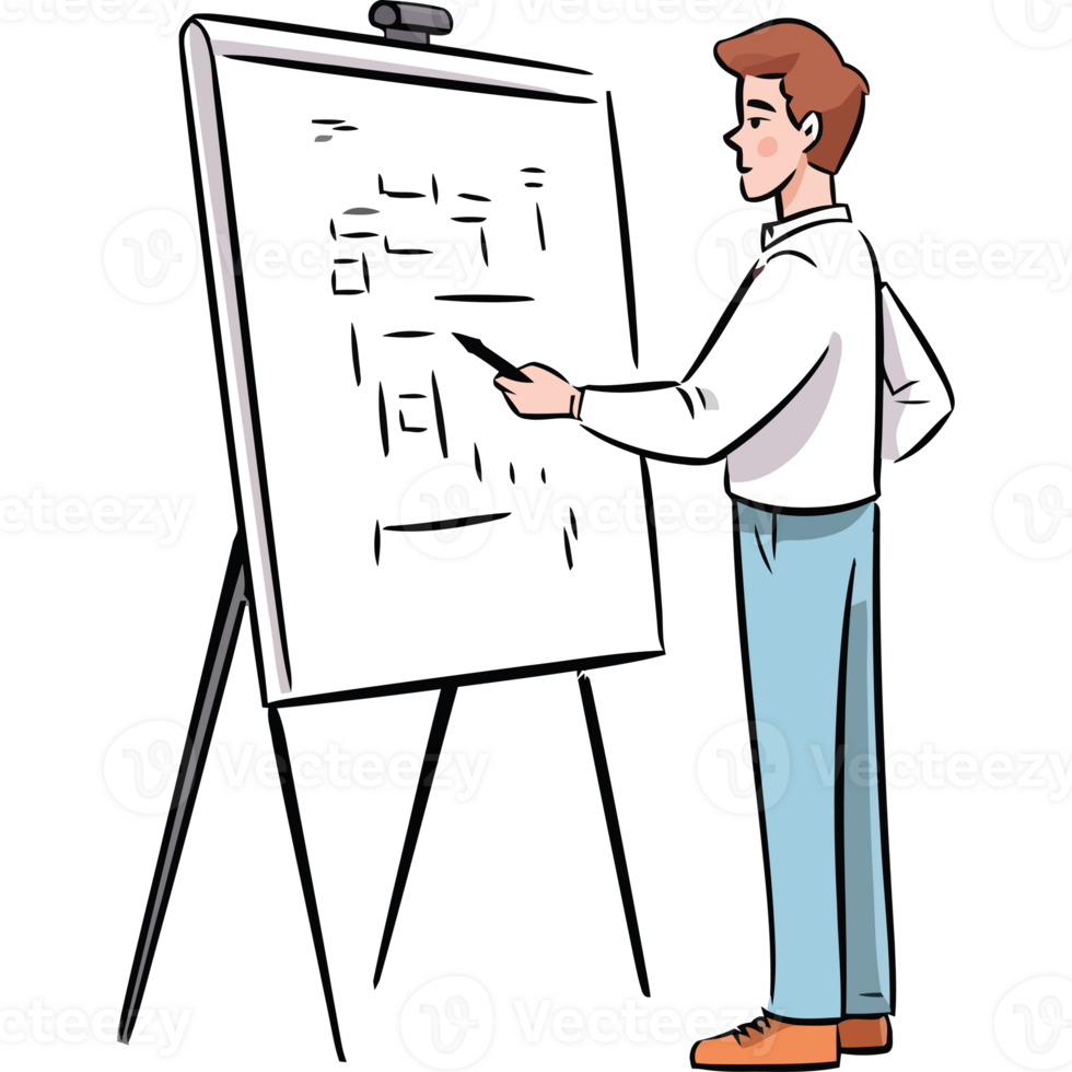 A man is standing in front of a whiteboard with a diagram png