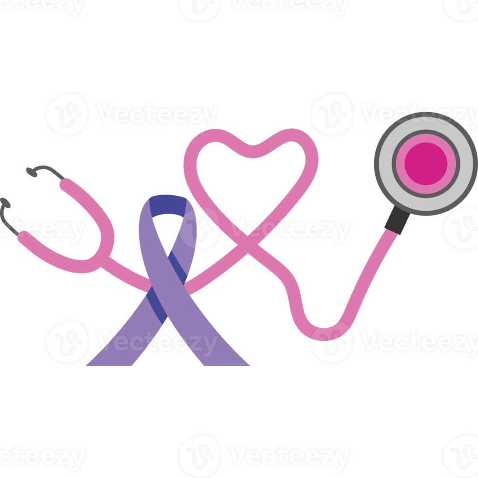 A purple ribbon and a stethoscope png