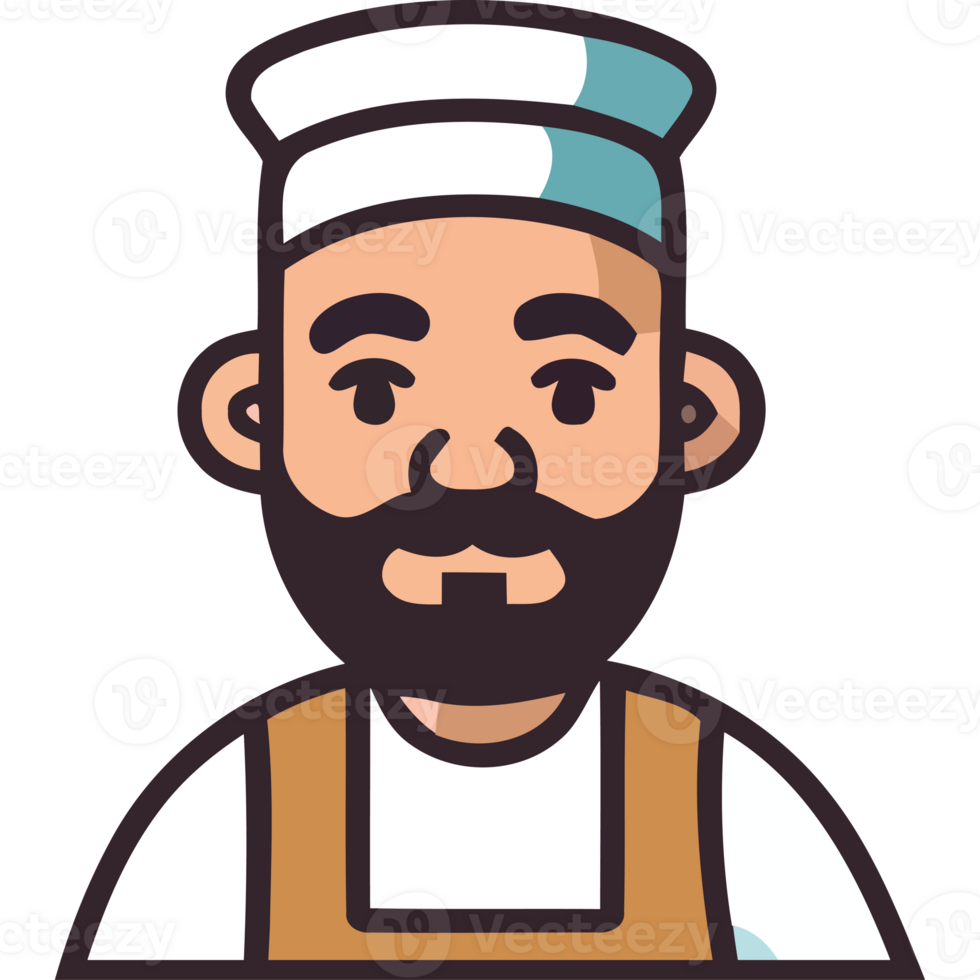 A cartoon chef with a beard and hat png