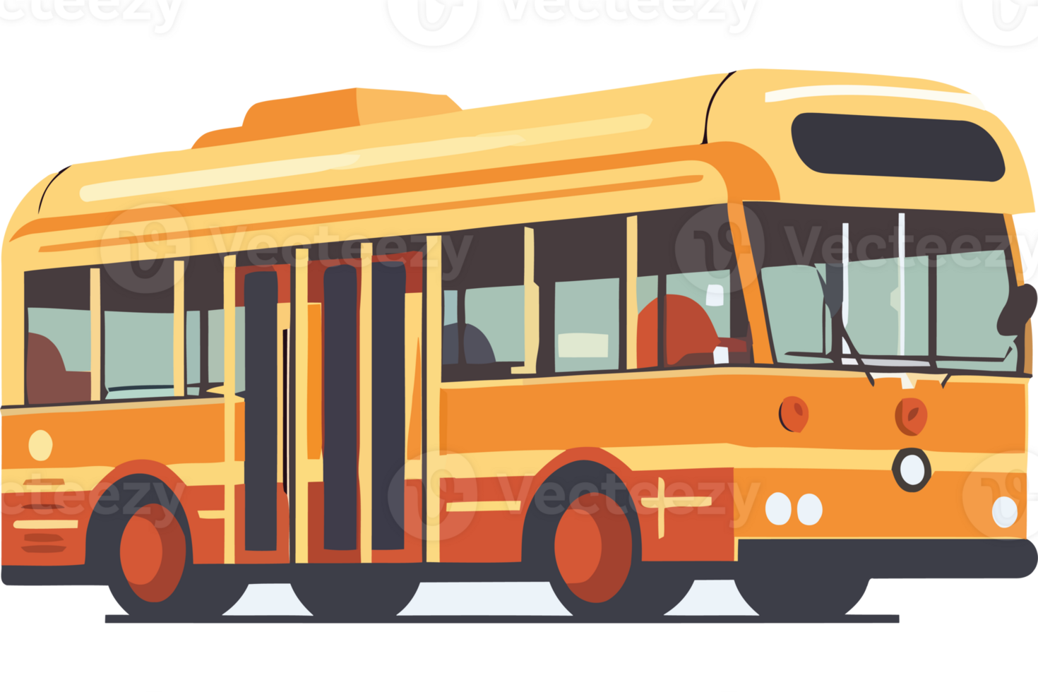 A bus is shown in a flat design png