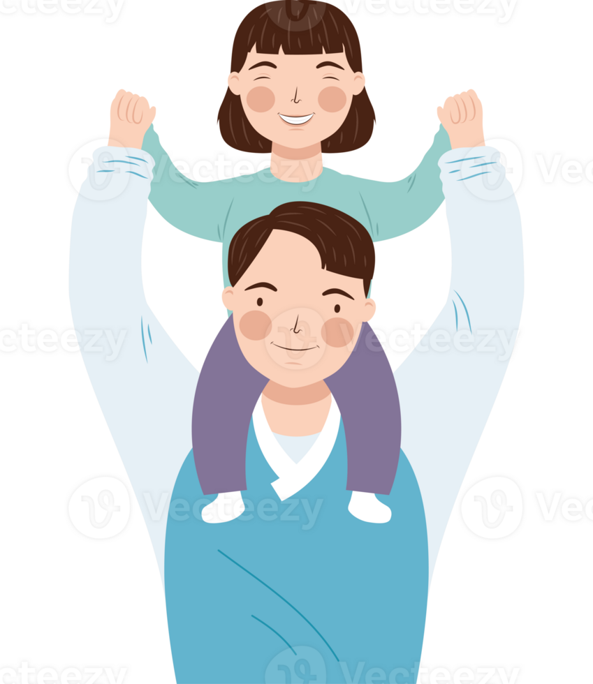 A man and a child are holding up their arms png