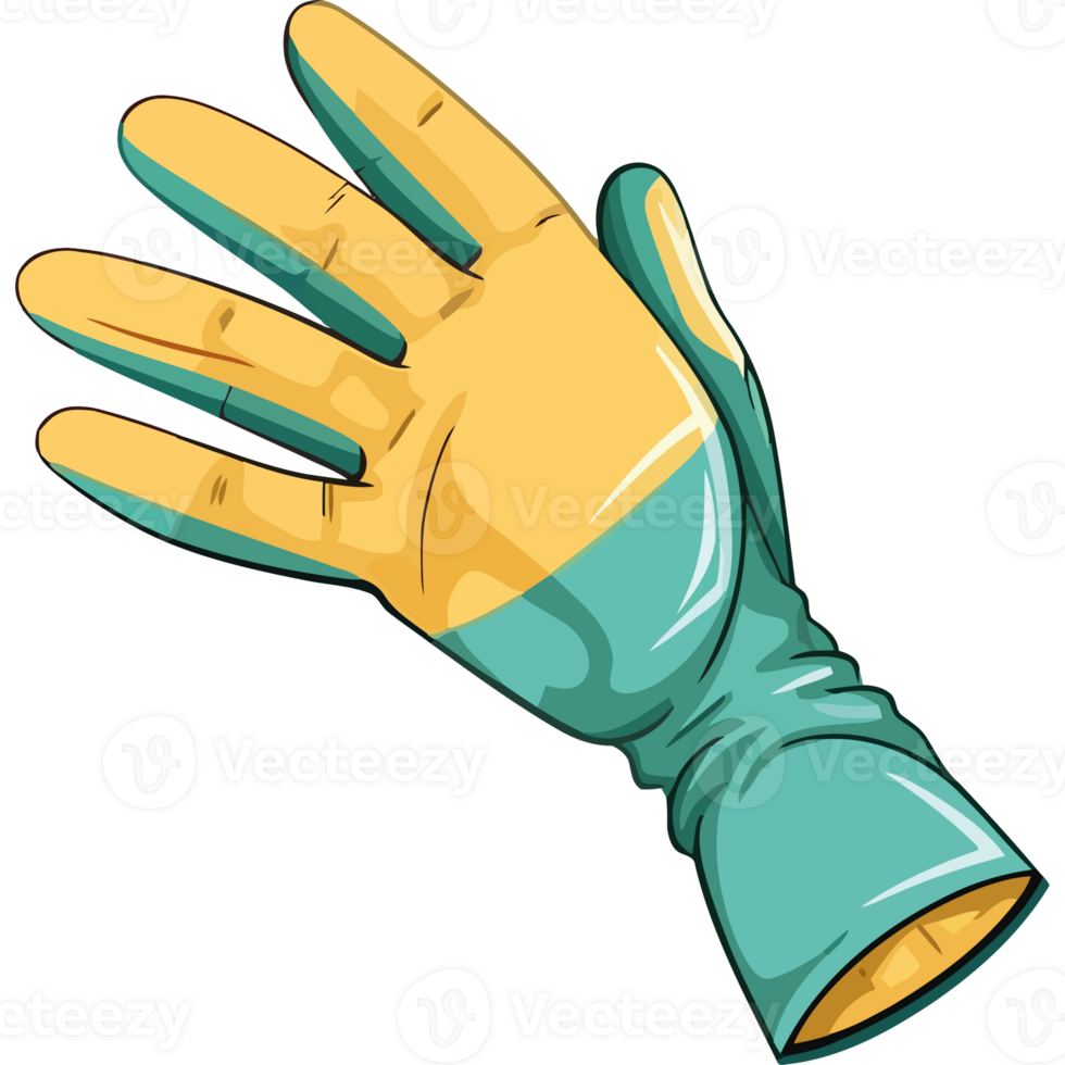 A cartoon glove with yellow and green gloves png