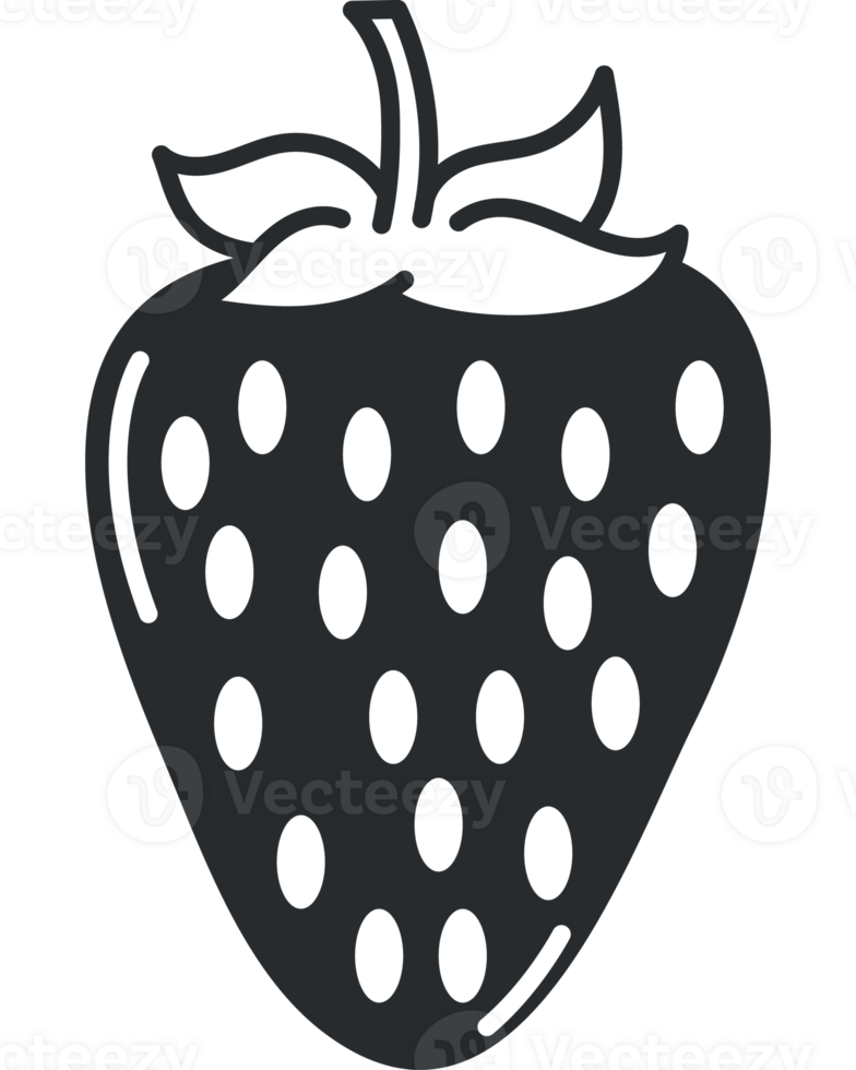 A black and white strawberry icon png