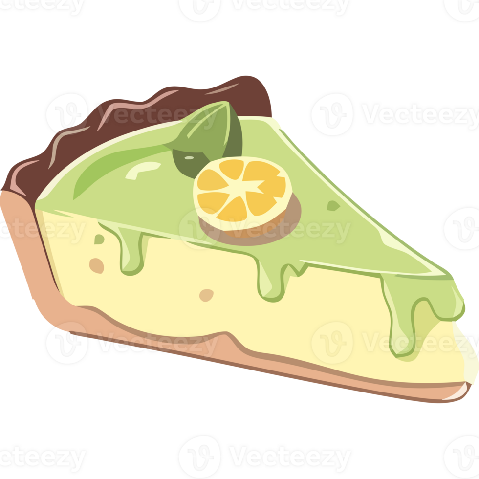 A slice of lemon pie with a slice of lime png