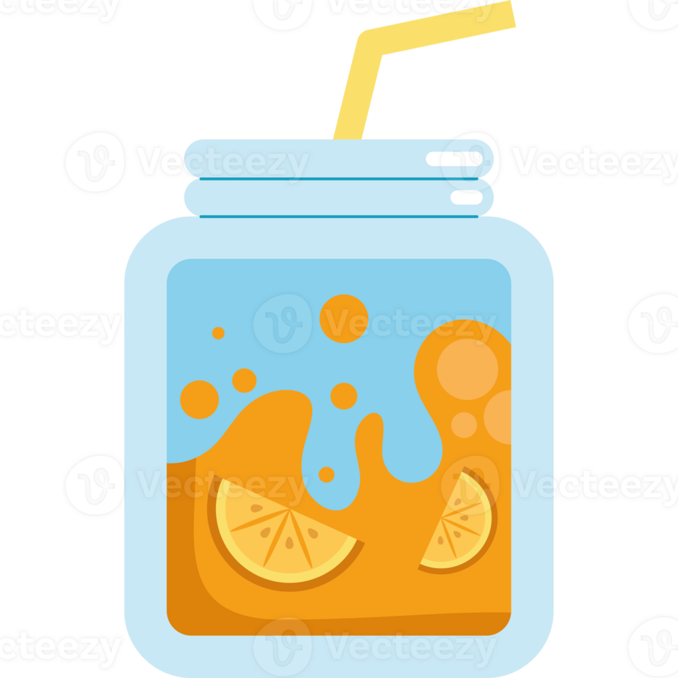 Orange juice in a jar with a straw png