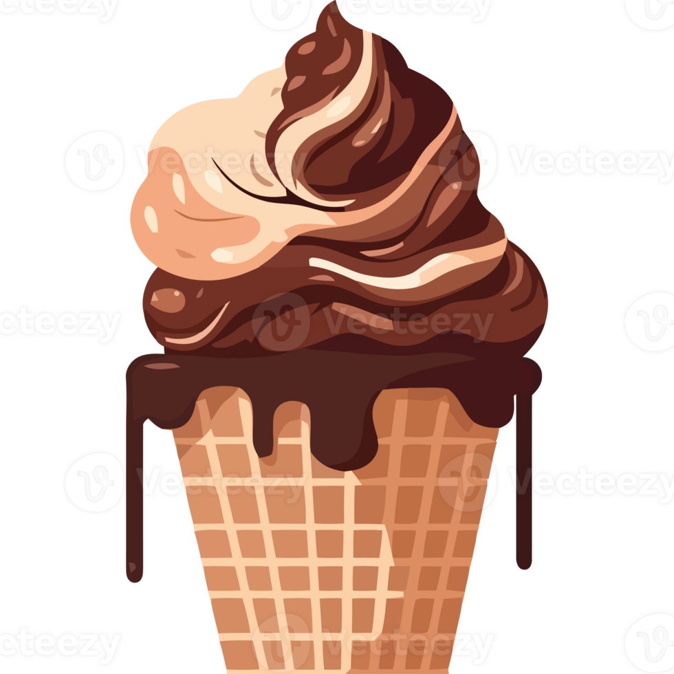 Chocolate ice cream in a waffle cone png