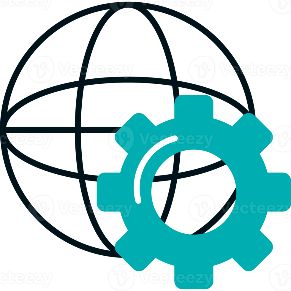 A gear wheel and globe icon png