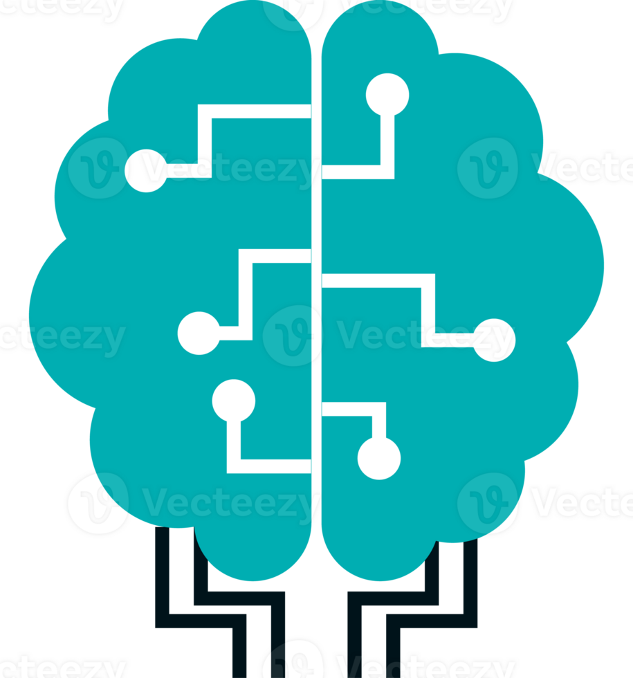 A brain with a series of lines running through it png