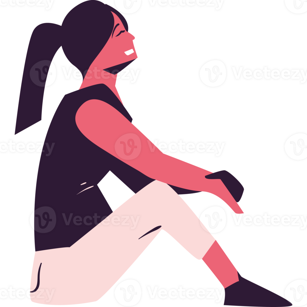A woman sitting on the floor with her legs crossed png