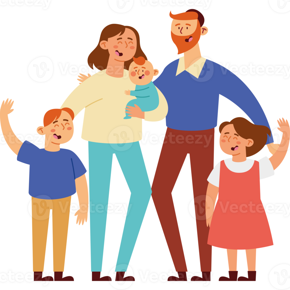Family with baby and two adults and a child png