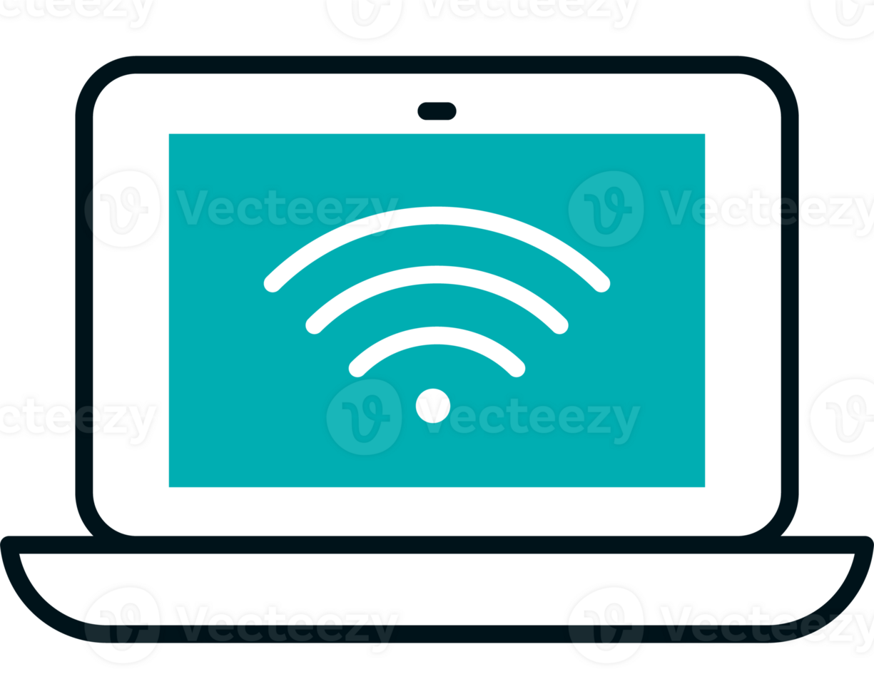 A laptop with wifi icon on it png