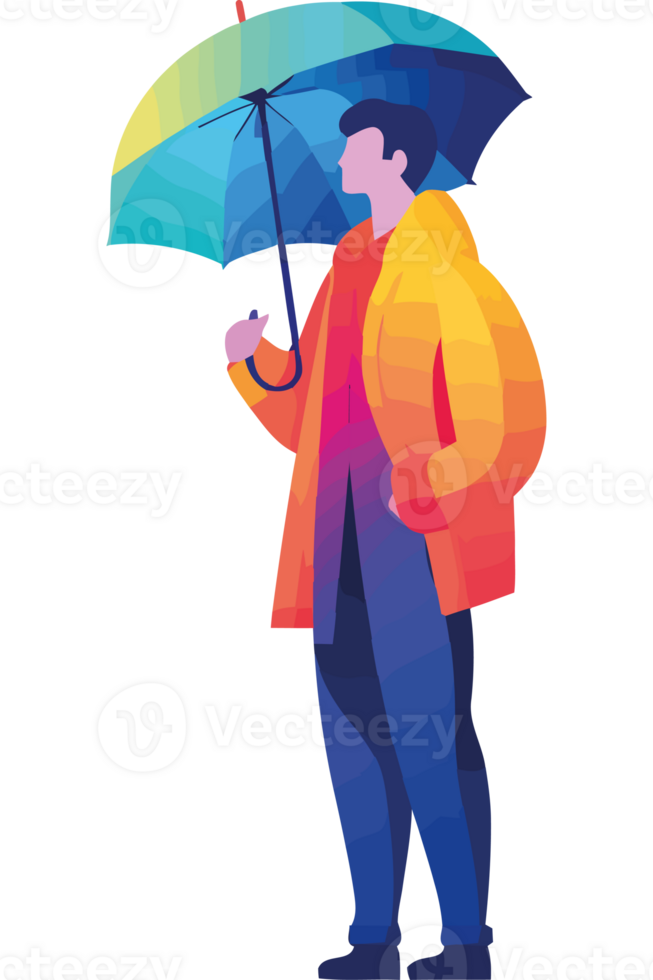 Man with umbrella illustration png