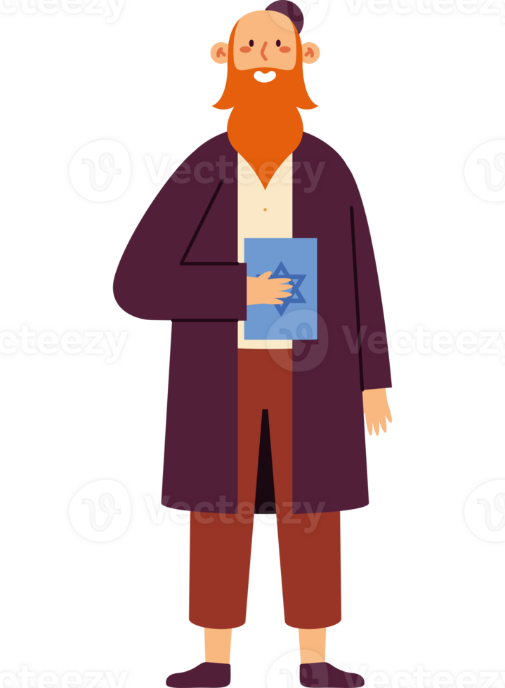 An illustration of a jewish man holding a book png