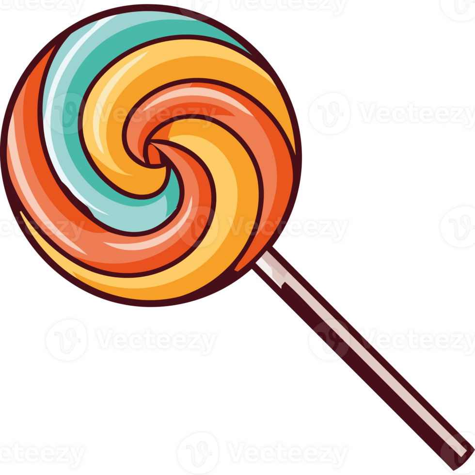 A colorful lollipop on a stick png
