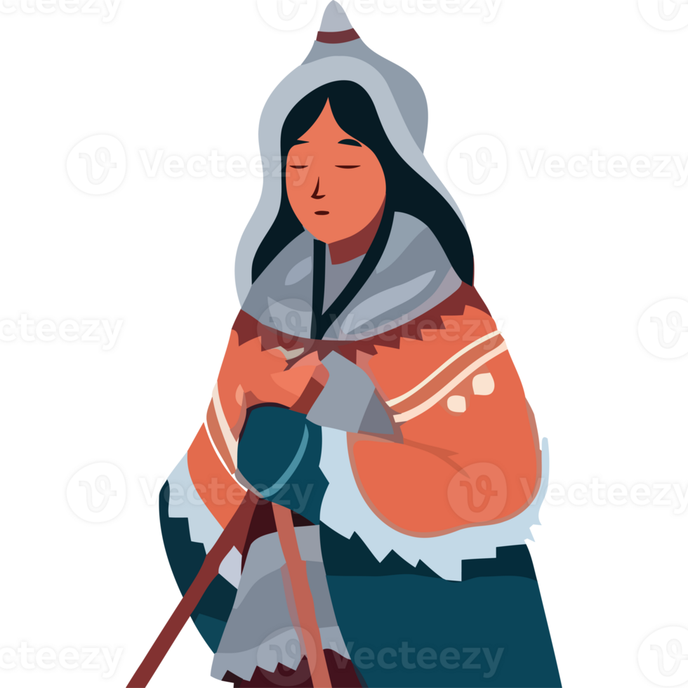 An illustration of a woman in a traditional outfit png
