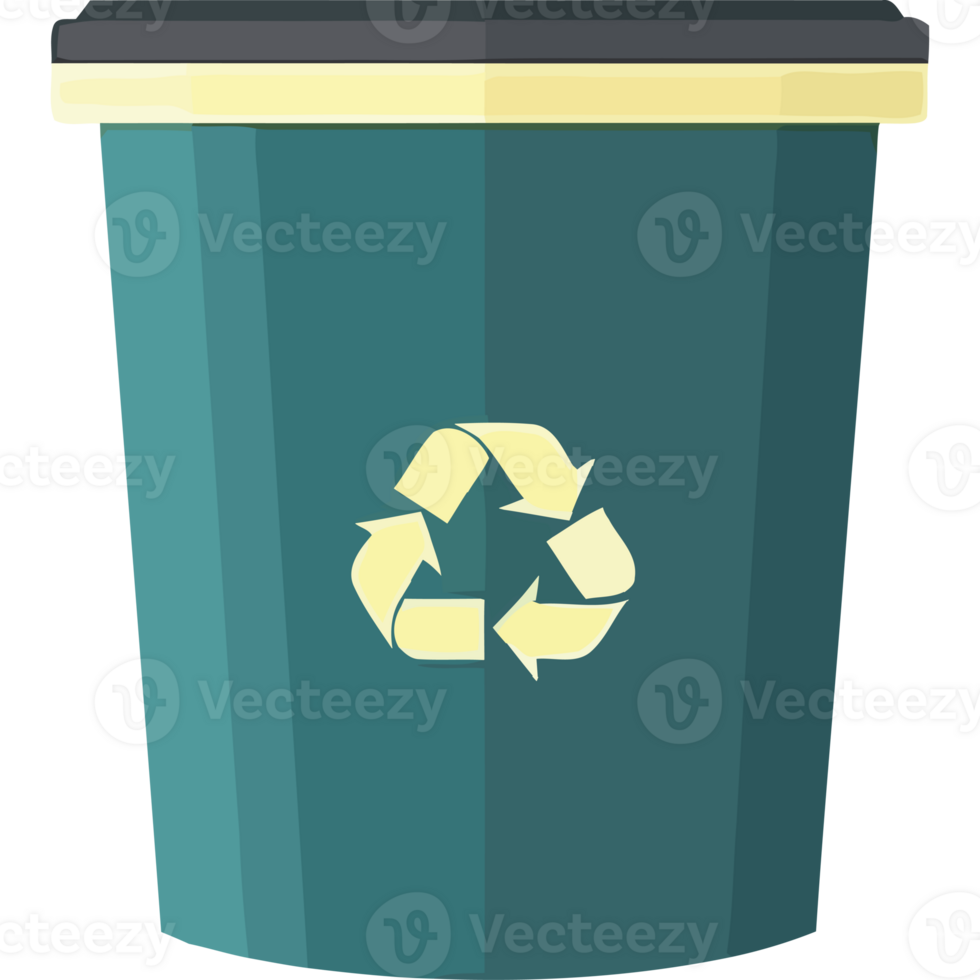 A green trash can with a recycling symbol on it png