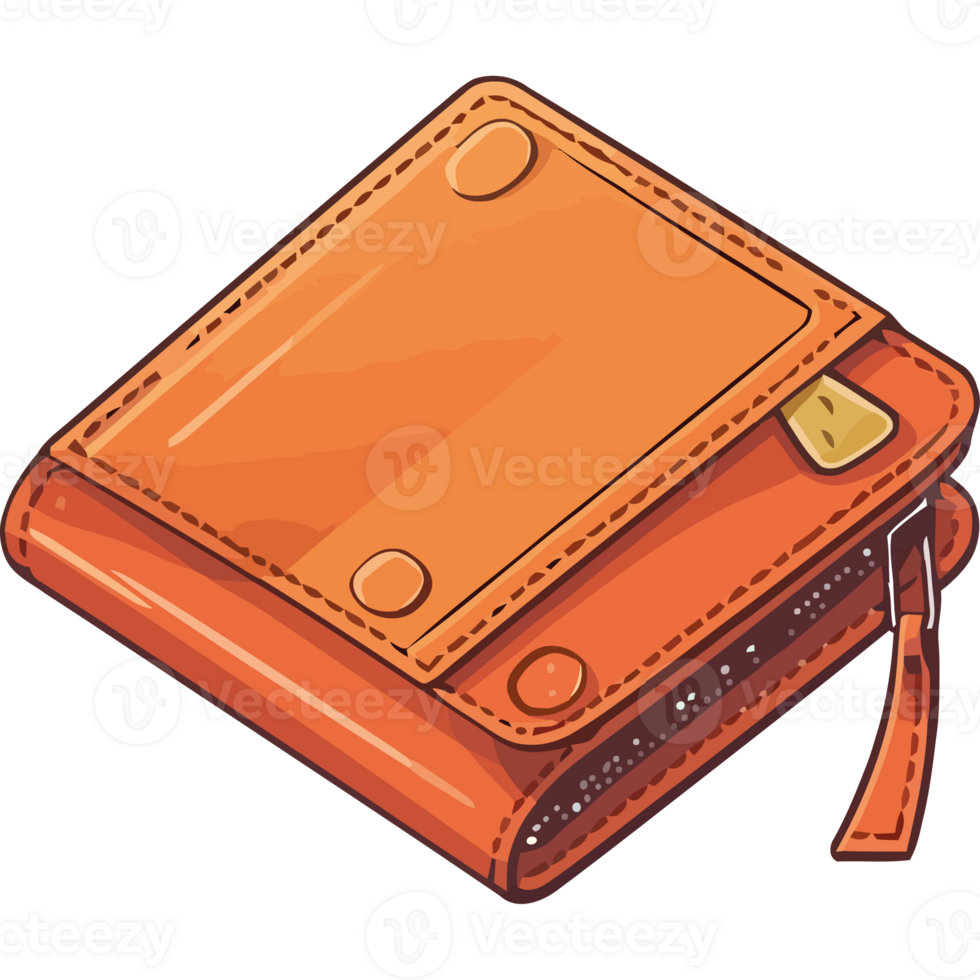 An orange wallet with a zipper png
