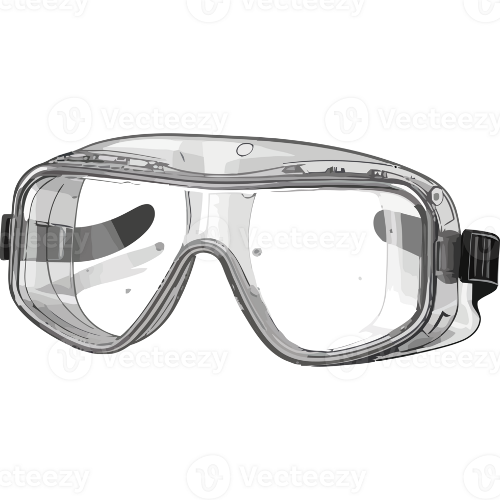 A pair of goggles with clear lenses on a black background png