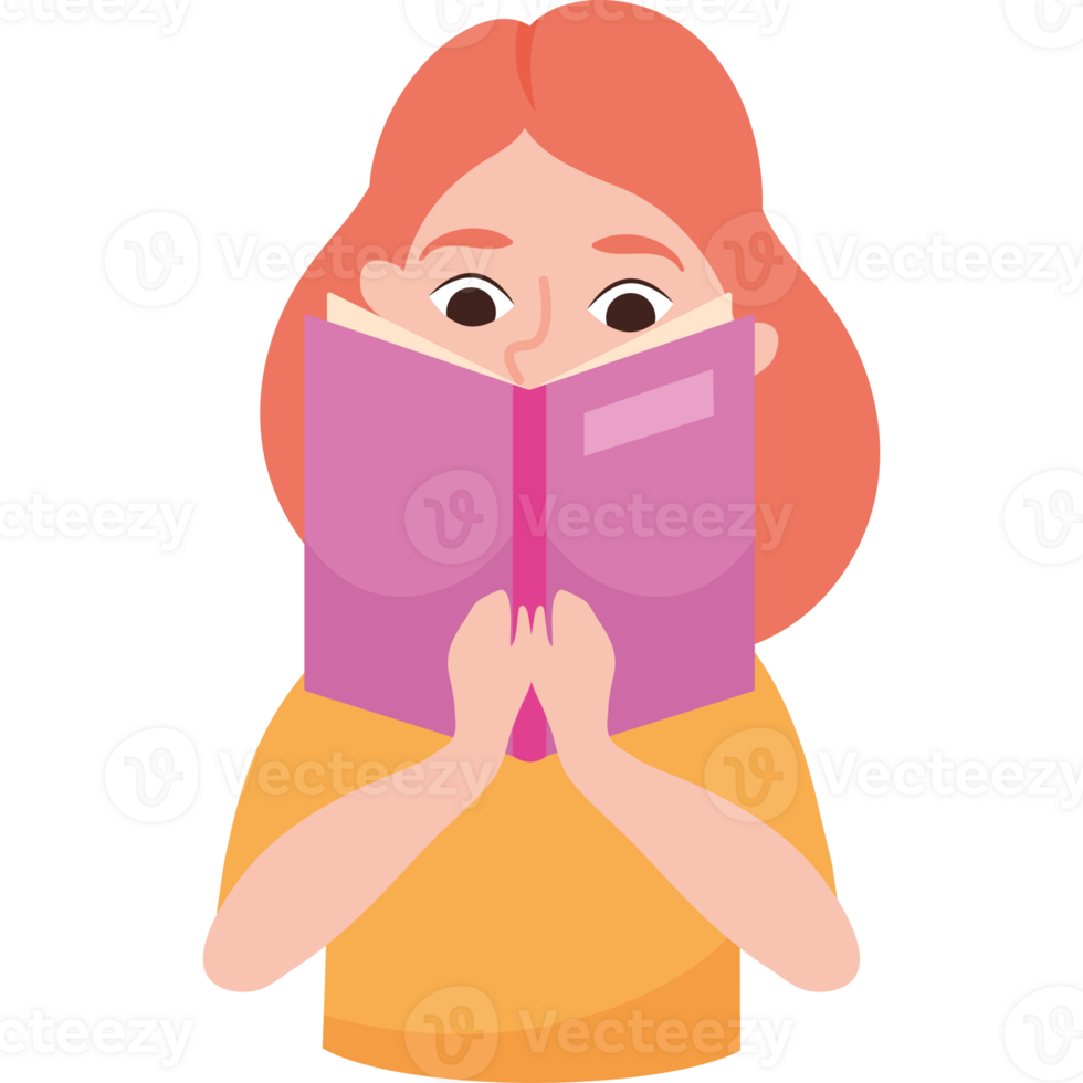 A girl is reading a book png