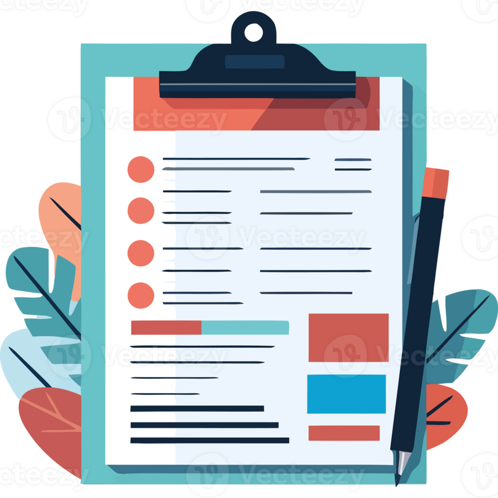 Clipboard with checklist and pen png