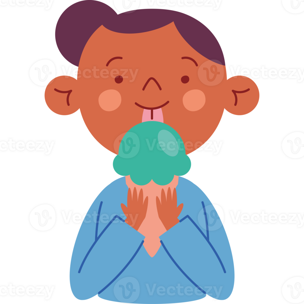 A girl eating an ice cream cone png