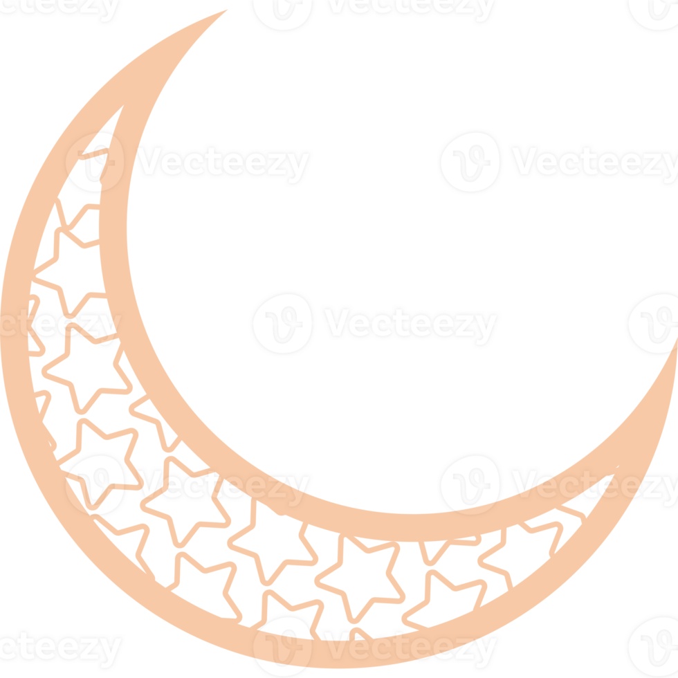 A crescent with stars and a star in the middle png