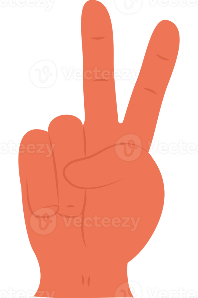 A cartoon hand with two fingers up png