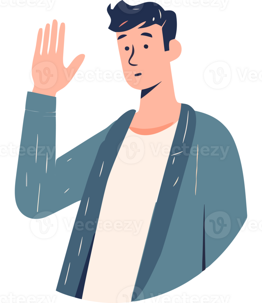 A man waving his hand up to the camera png